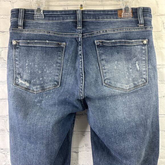 Judy Blue Jeans Womens 11/30 Blue Boyfriend Fit Distressed Stretch Mid Rise - Picture 6 of 13